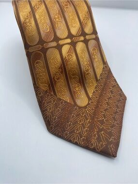 Steven Land Brown and Gold Patterned Men's Tie